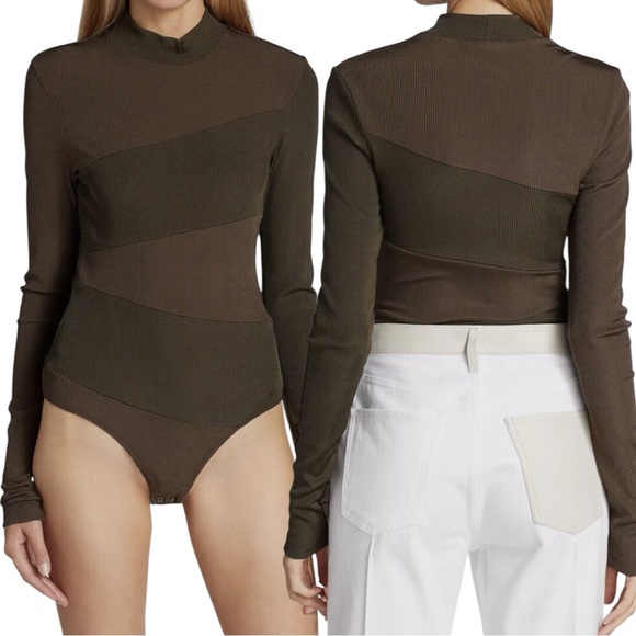 NWT Goldsign Pieced Mock Neck Bodysuit - Picture 1 of 9